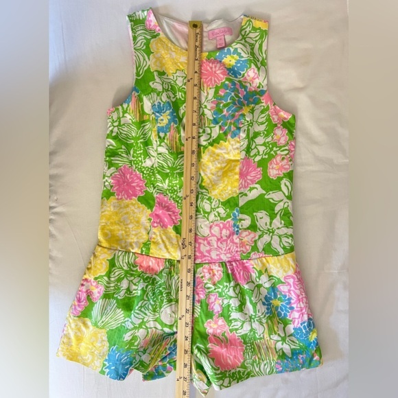 LILLY PULITZER Gretchen Romper Size 00 Hibiscus Stroll Cotton Shorts One-Piece - Picture 7 of 13